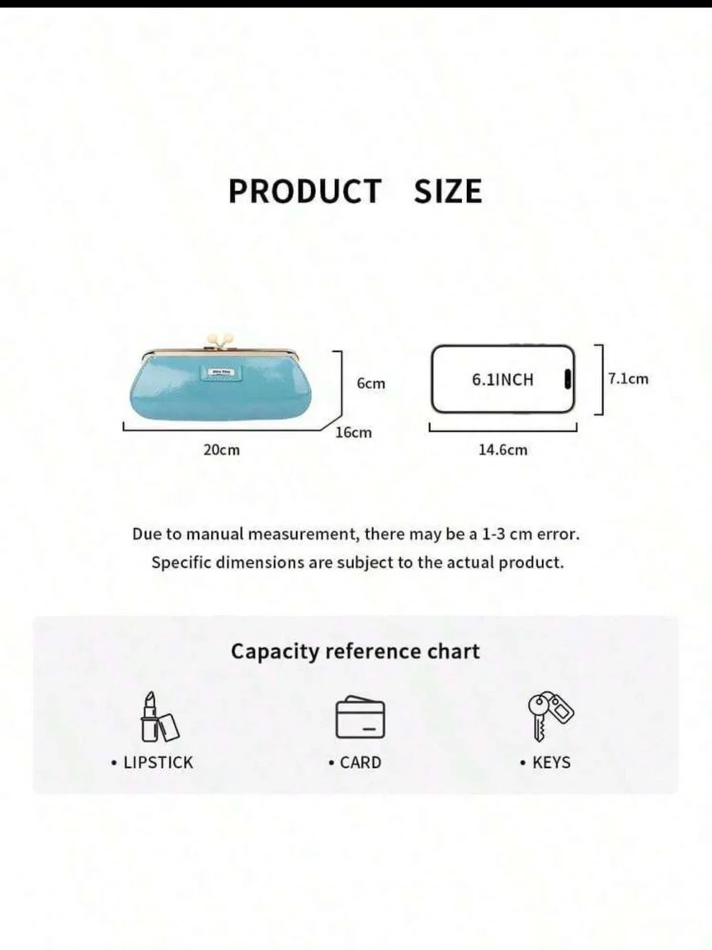 Miu Miu Light Blue Patent Kiss-Lock Cosmetic Case